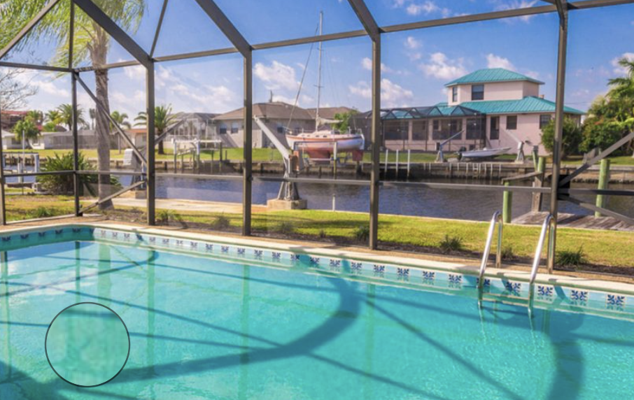 A completed pool with a securely built cage that enhances its aesthetic