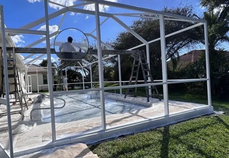 Close-up shot of a well-made and durable pool cage